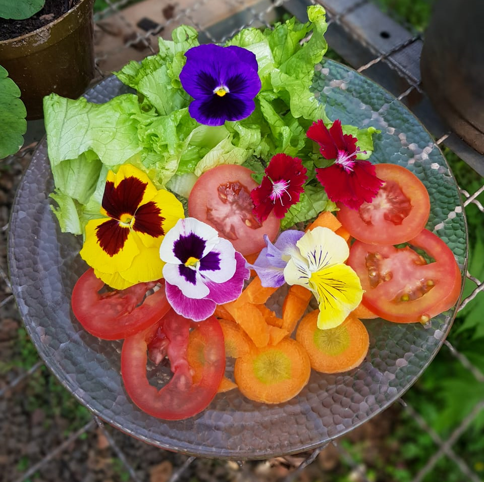 salada com flores comestíveis 