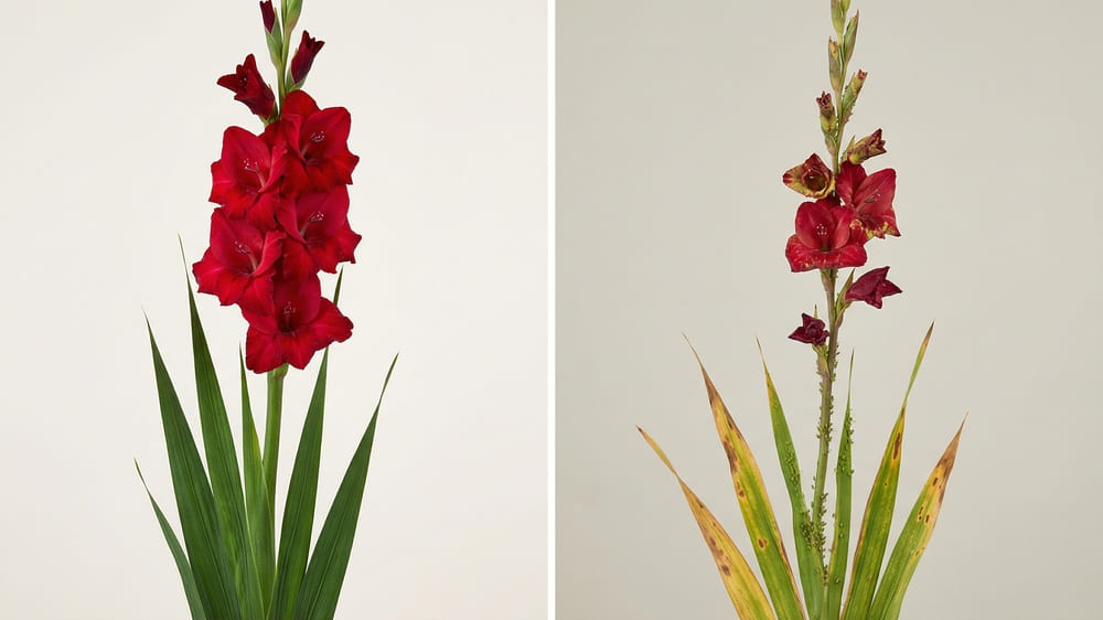 Gladíolos saudáveis no jardim - cuidados e problemas comuns