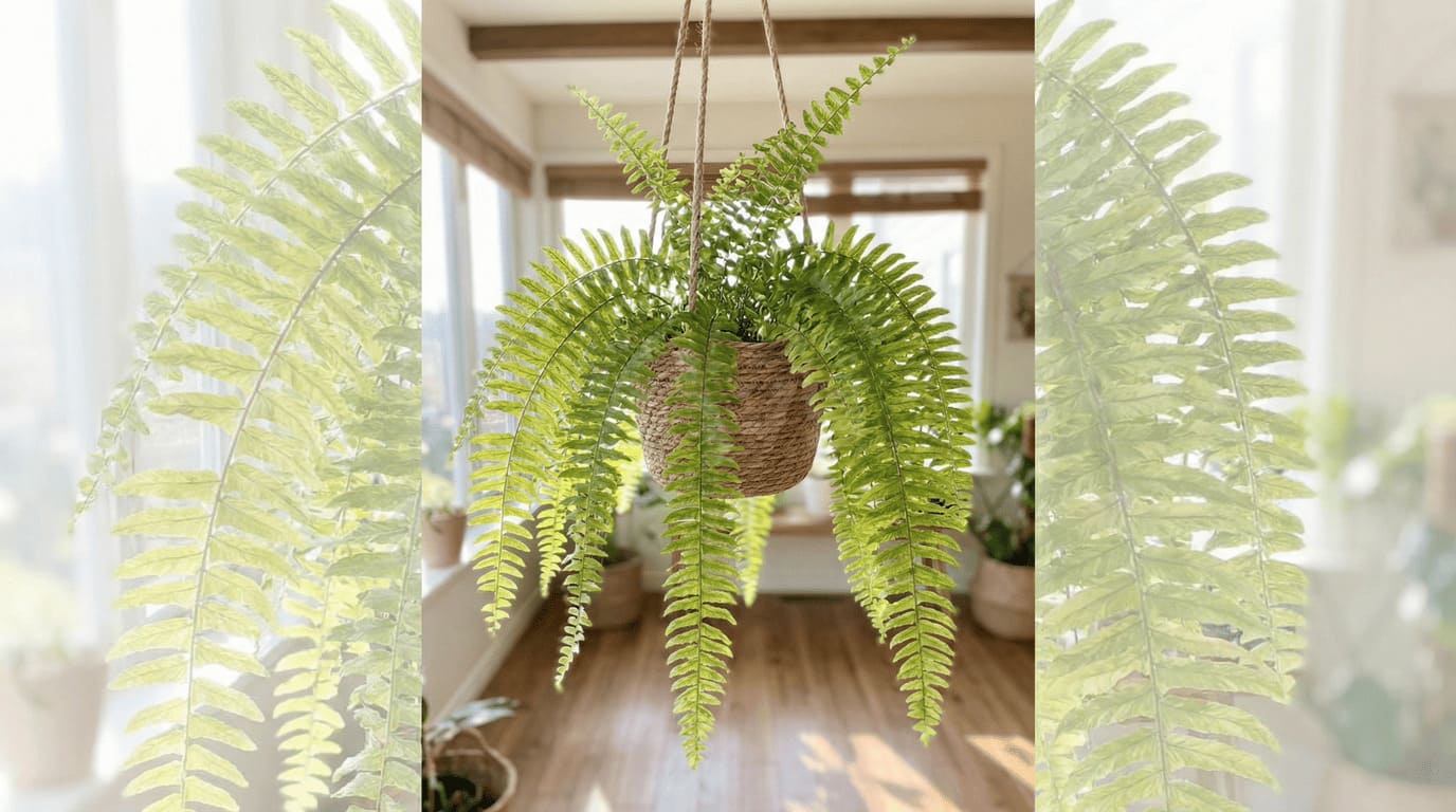 Samambaia Tiger Fern com folhas listradas em vaso decorativo - Tipos de Samambaias