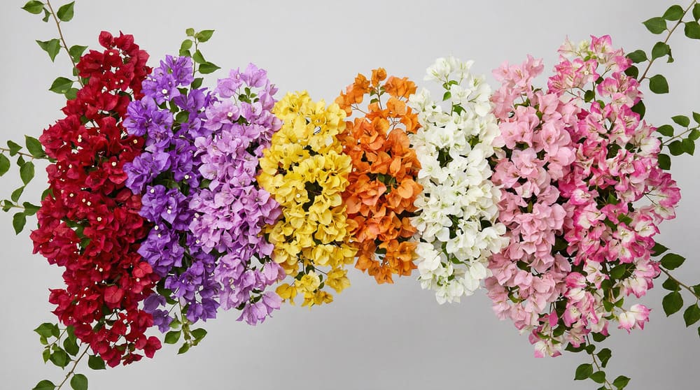 Variedades de cores de primavera: vermelho, roxo, lilás, amarelo, laranja, branco, rosa e bicolor